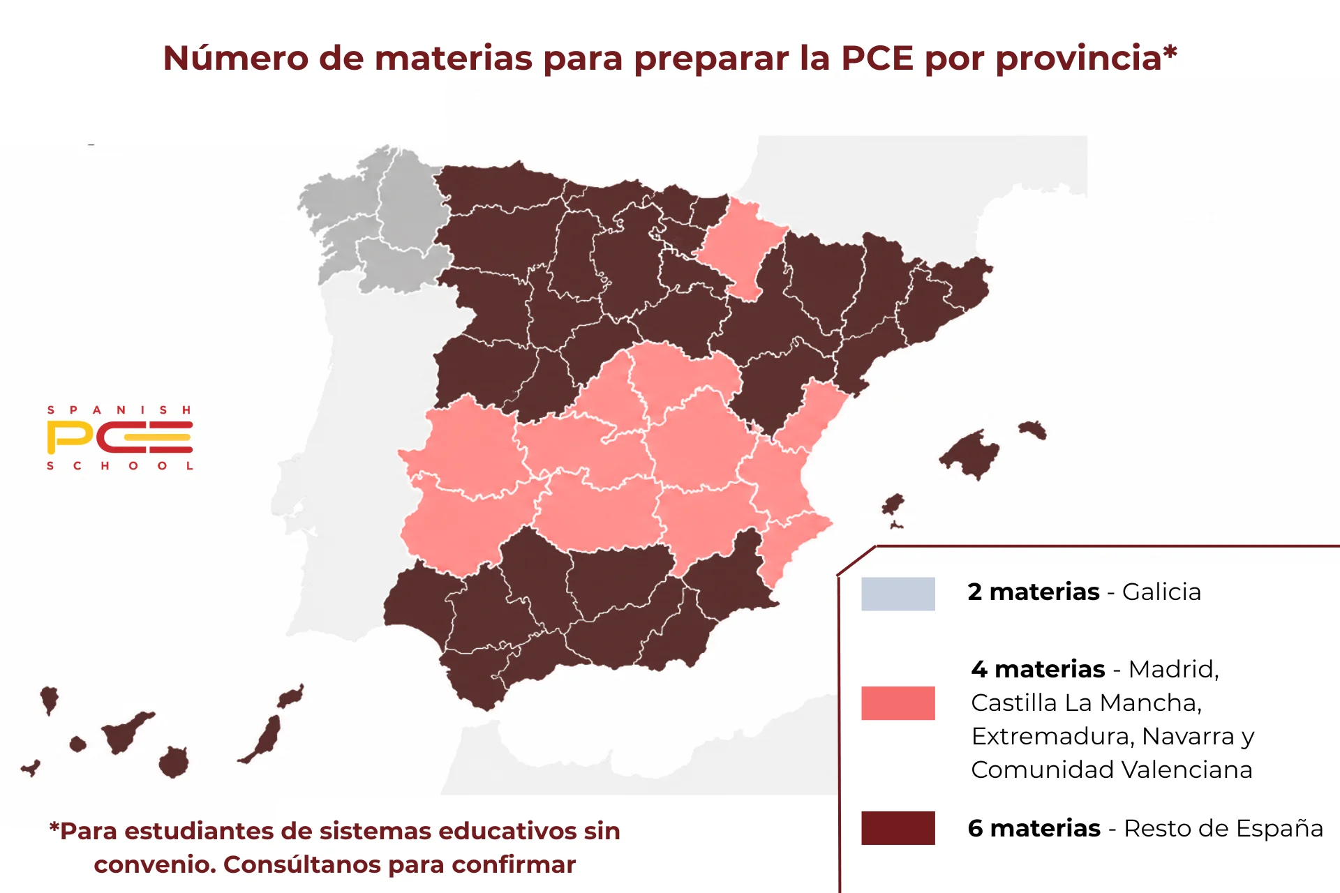 Materias a elegir para las PCE