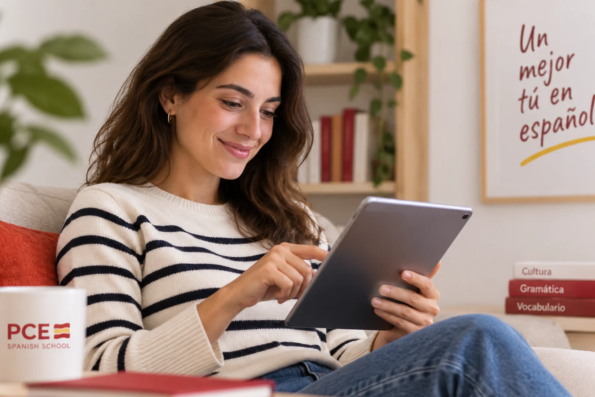 Estudiante utilizando recursos online para aprender español