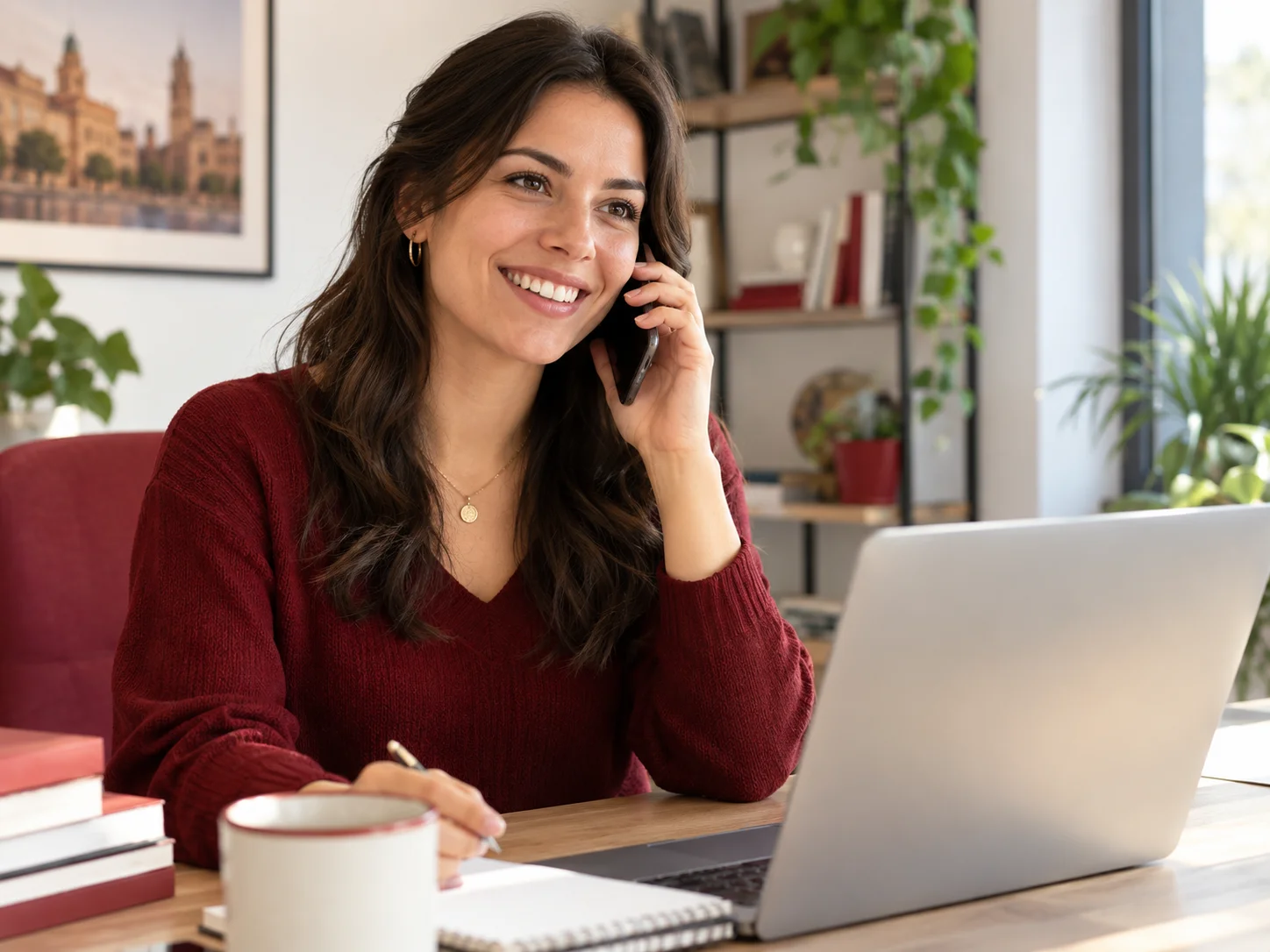Persona hablando por teléfono para resolver dudas sobre su inscripción